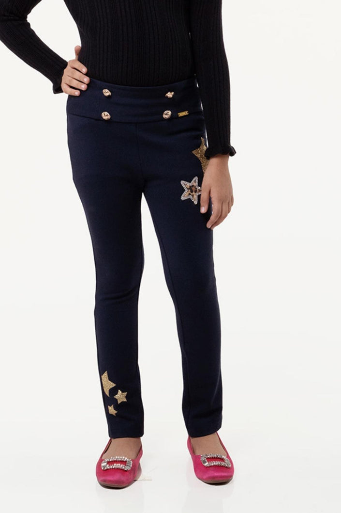 One Friday Navy Blue Solid Jegging - One Friday World