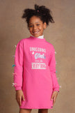 One Friday Girls Unicorn Peppy Pink Cotton Tunic Dress