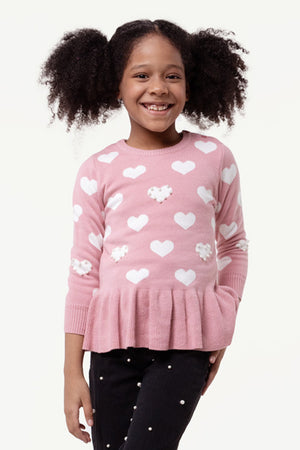 One Friday Pink  Heart Print Sweater