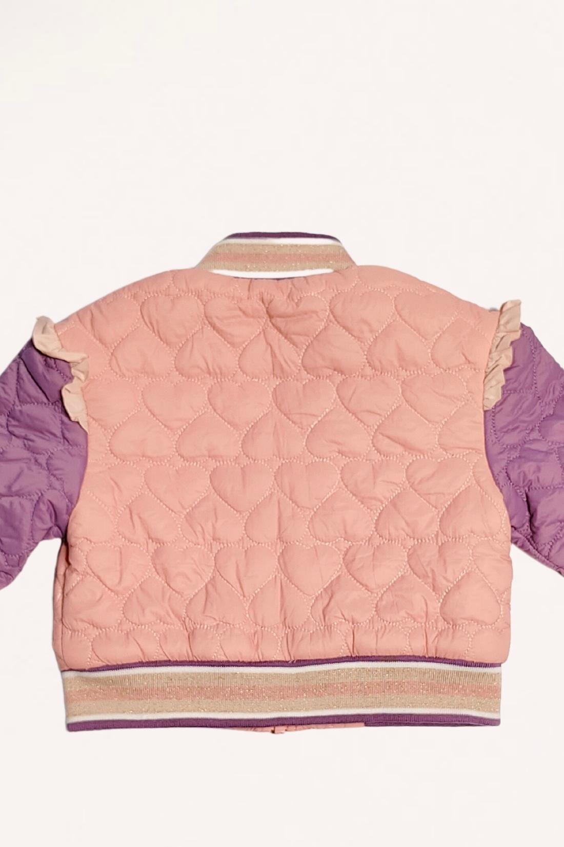 One Friday Kids Girls Peach Heart Shape Quilted Jacket