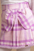 One Friday Kids Girls Pink & Lilac Checkered  Woollen Bow Skirt