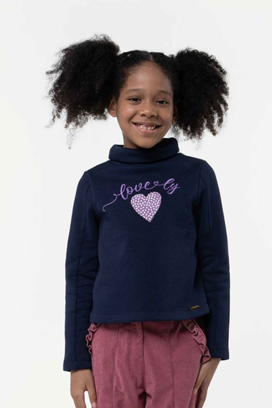 One Friday Kids Girls Navy Blue Full Sleeves Cotton Sweatshirt