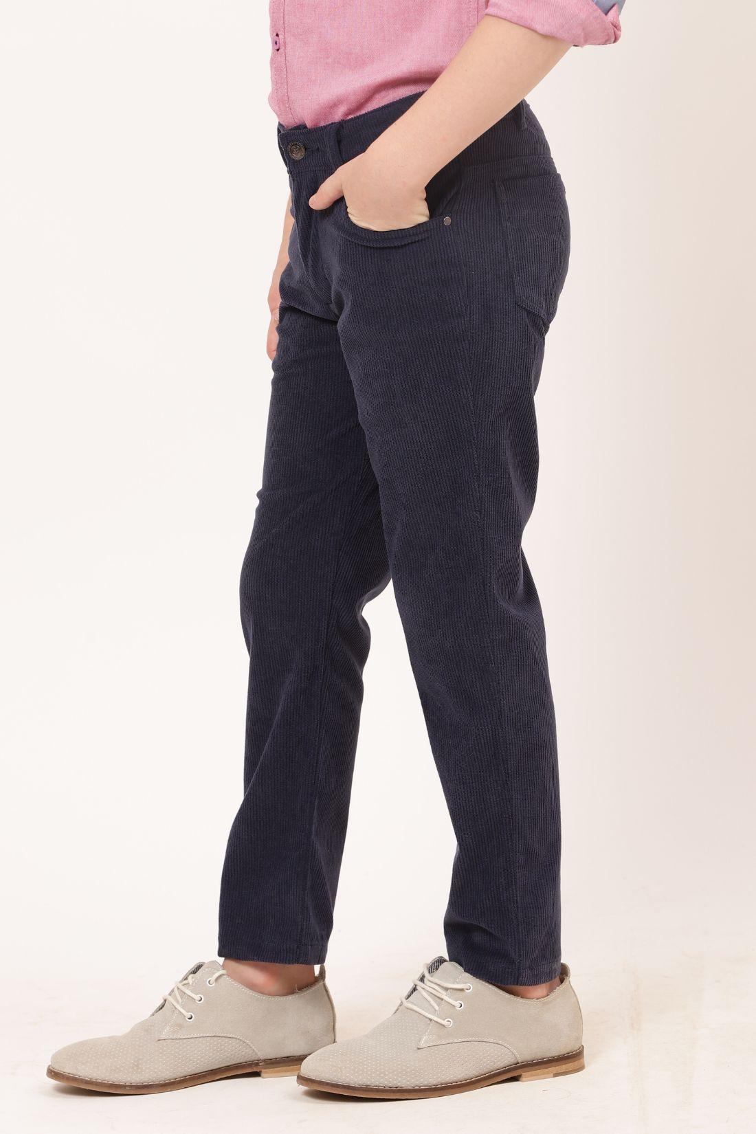 One Friday Kids Boys Navy Blue Woven Polyester Trouser - One Friday World