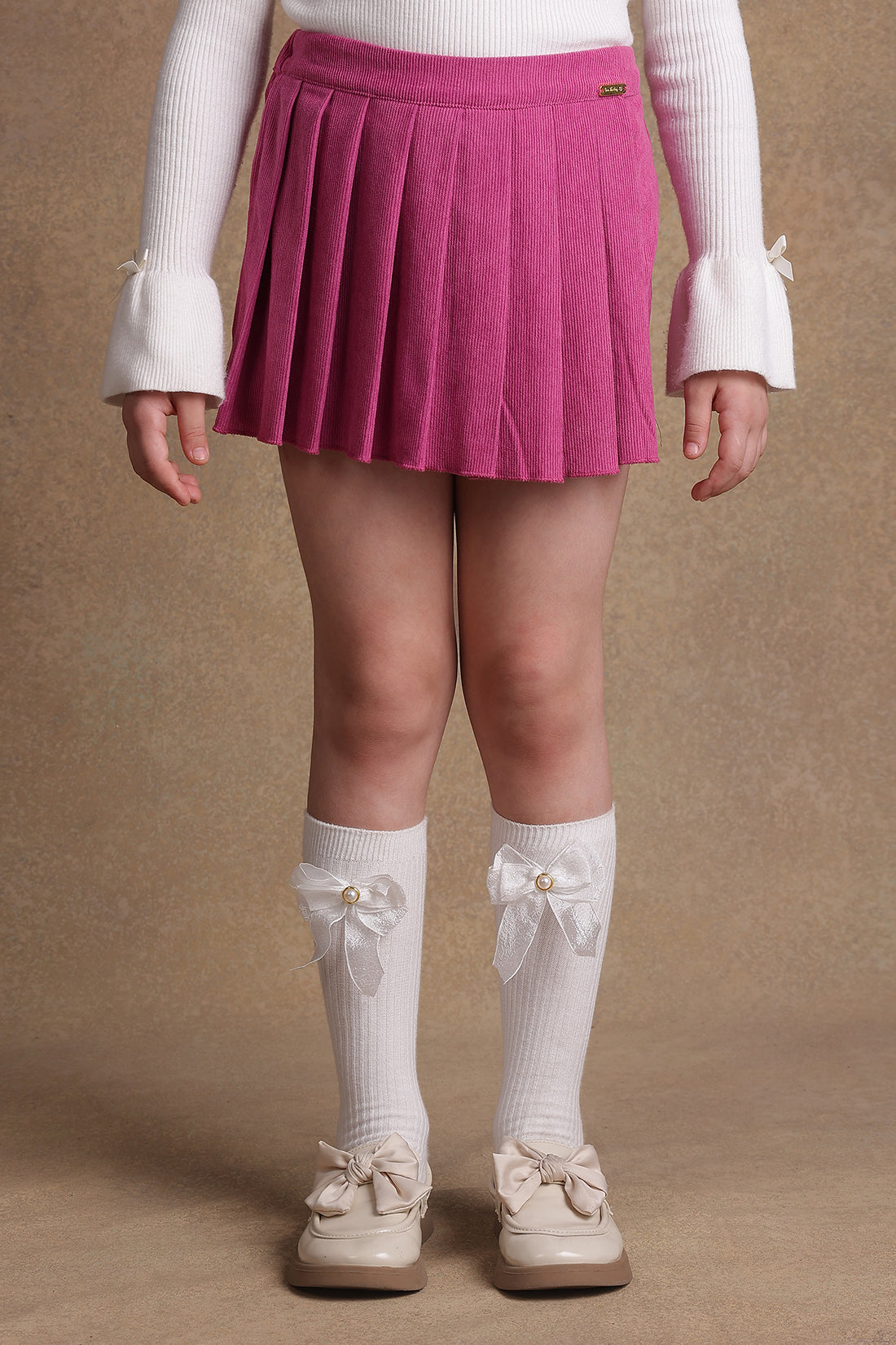 One Friday Kids Girls Pink Pleated Skorts