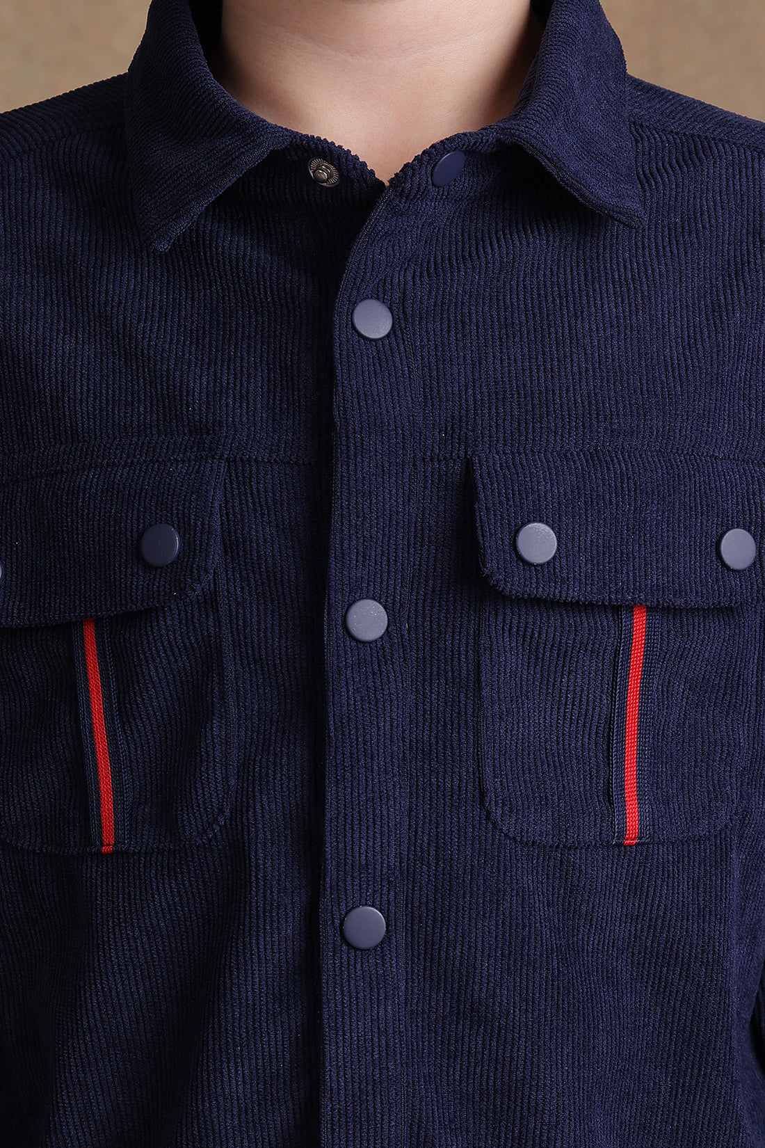 One Friday Kids Boys Navy Blue Corduroy Oversized Shirt