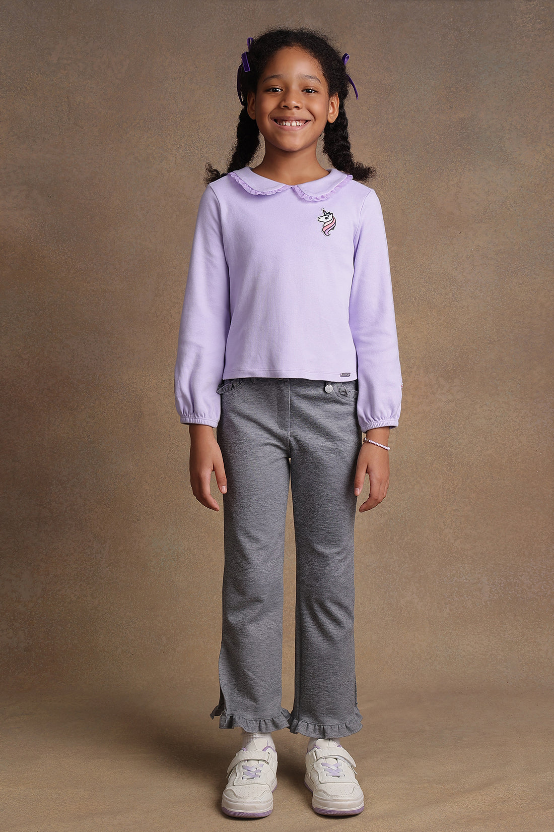 One Friday Kids Girls Peter  Pan Lavender Coloured Top