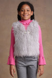 One Friday Kids Girls Grey Faux Fur Shrug