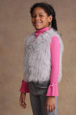 One Friday Kids Girls Grey Faux Fur Shrug