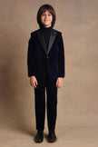 One Friday Kids Boys Navy Blue Velvet 2 Piece Suit Set