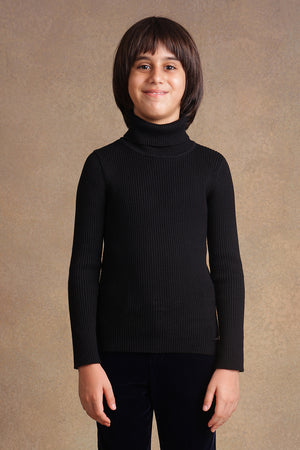 One Friday Kids Boys Black Solid Jumper