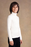 One Friday Boys Ivory White Solid Turtleneck Jumper