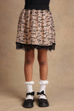 One Friday Kids Girls Beige Text Print Skirt