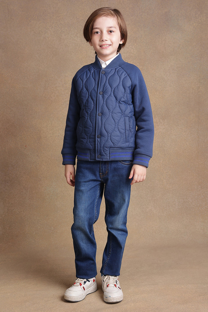 One Friday Kids Boys Navy Blue Quilted Jacket