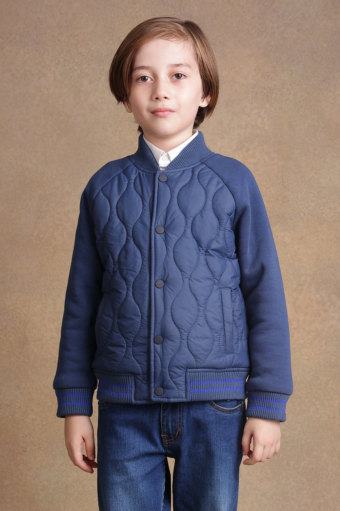 One Friday Kids Boys Navy Blue Quilted Jacket