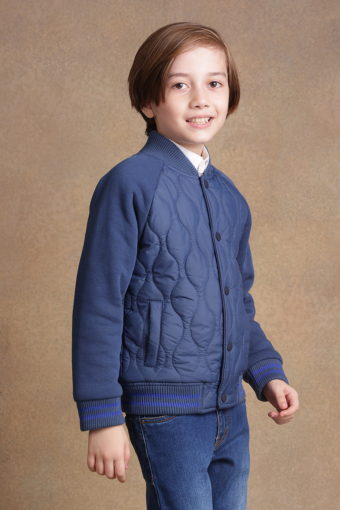 One Friday Kids Boys Navy Blue Quilted Jacket