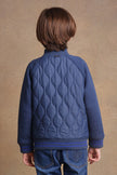 One Friday Kids Boys Navy Blue Quilted Stand Collared Jacket