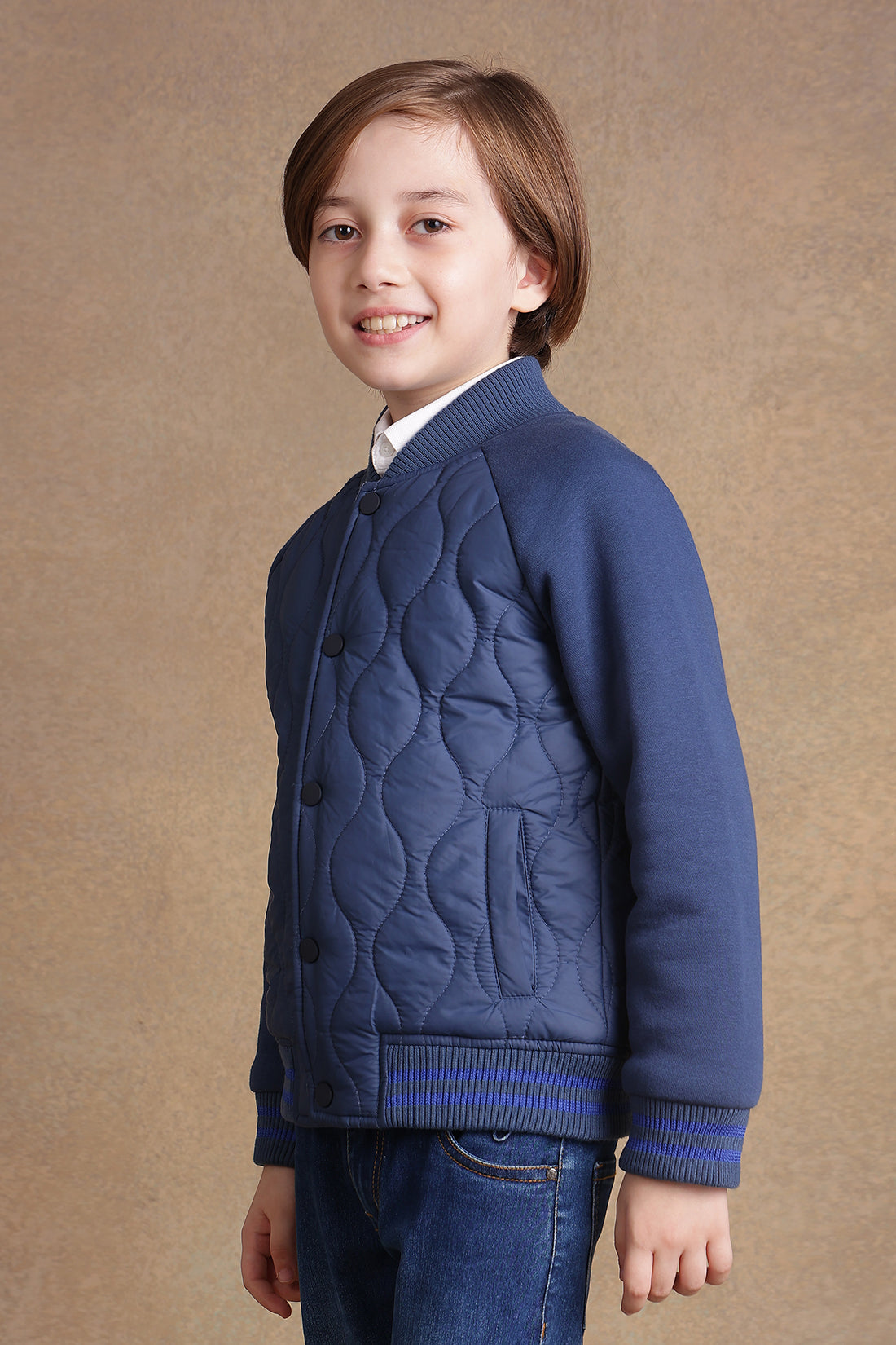 One Friday Kids Boys Navy Blue Quilted Jacket