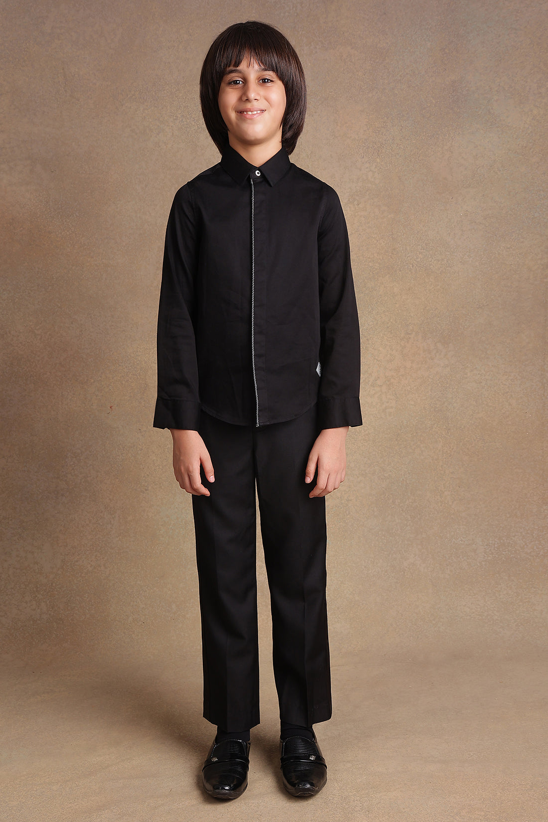 One Friday Kids Boys Black Solid Shirt