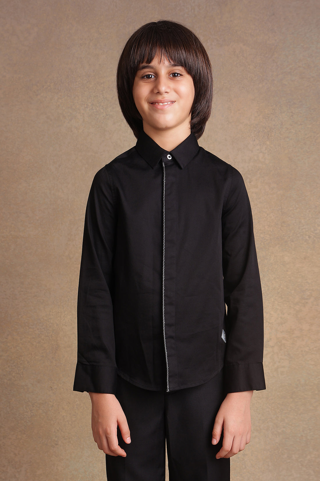 One Friday Kids Boys Black Solid Shirt