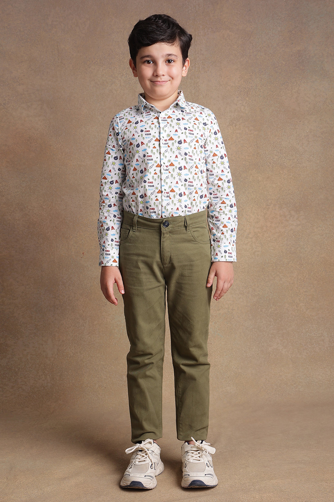 One Friday Kids Boys Olive RegularFit Trouser