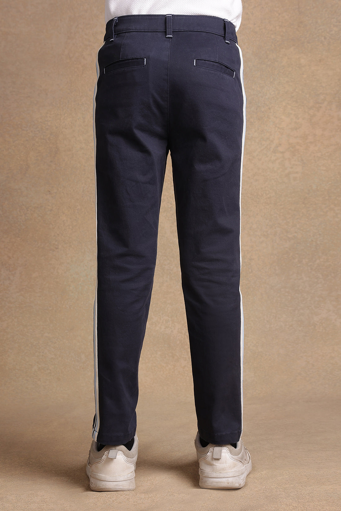 One Friday Kids Boys Navy Blue Solid Trouser