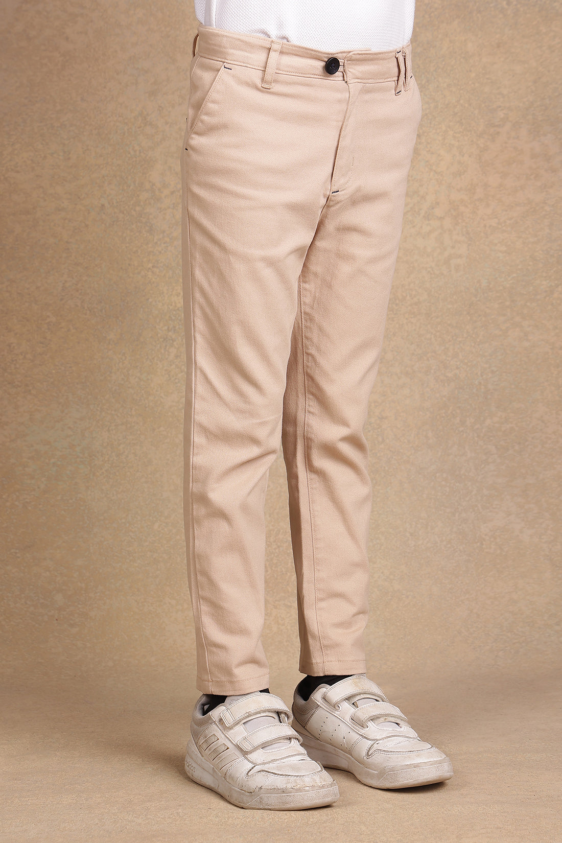 One Friday Boys Beige Slim fit Casual Trouser