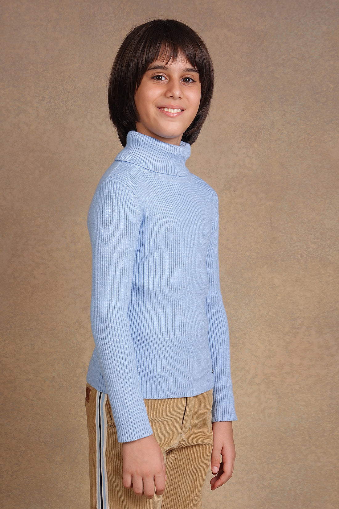 One Friday Kids Boys Sky Blue Turtle Neck Jumper