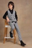 One Friday Kids Boys Black Checks Trouser