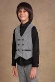 One Friday Kids Boys Black Checks Waist Coat