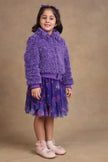 One Friday Kids Girls Purple Fur Jacket