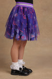 One Friday Kids Girls Purple Cosmic Print Multilayered Skirt