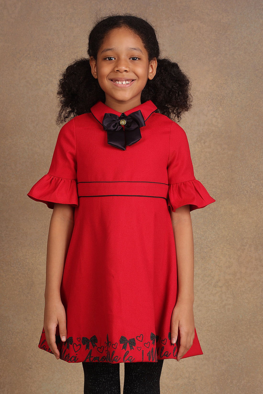 One Friday Kids Girls Red Solid Dress