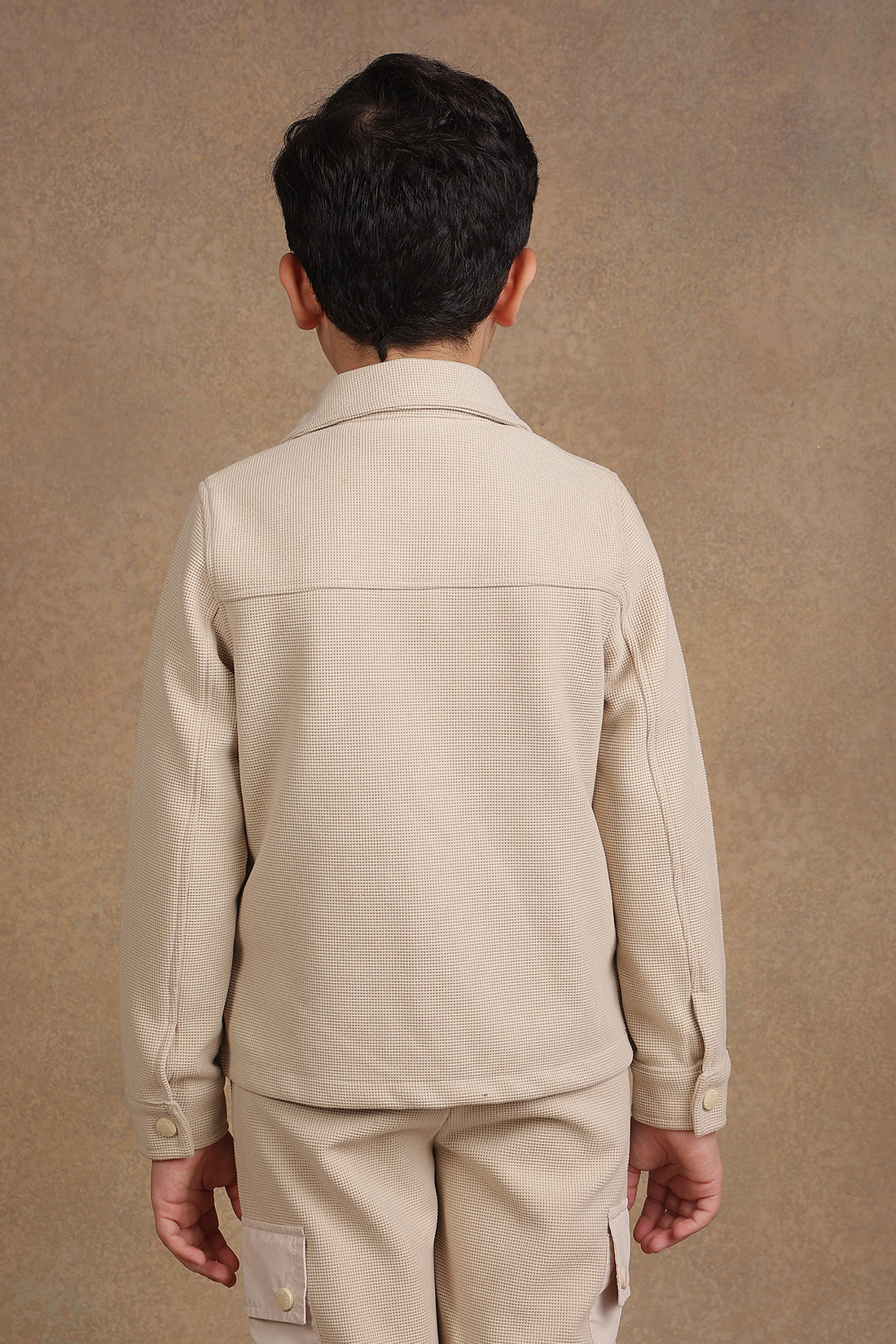 One Friday Kids Boys Beige Solid Jacket