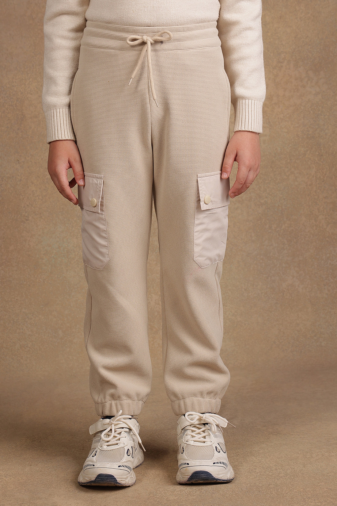 One Friday Kids Boys Beige Solid Pyjama