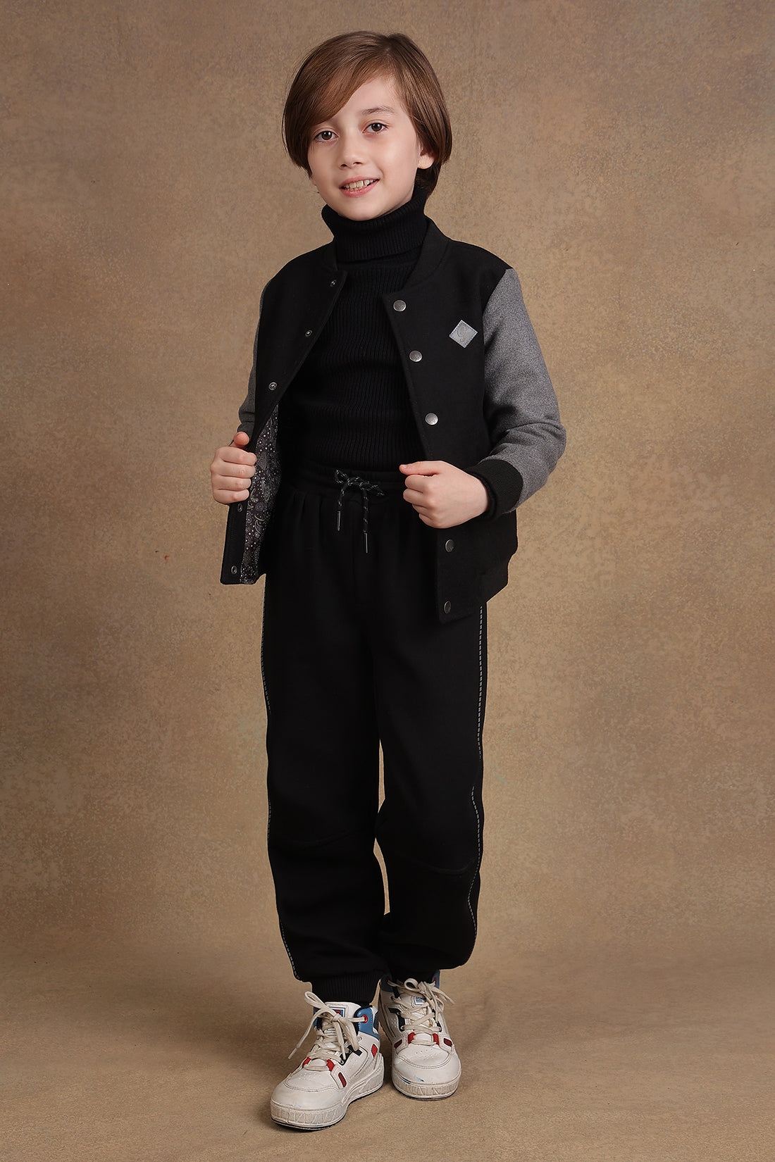 One Friday Kids Boys Black Solid Jacket