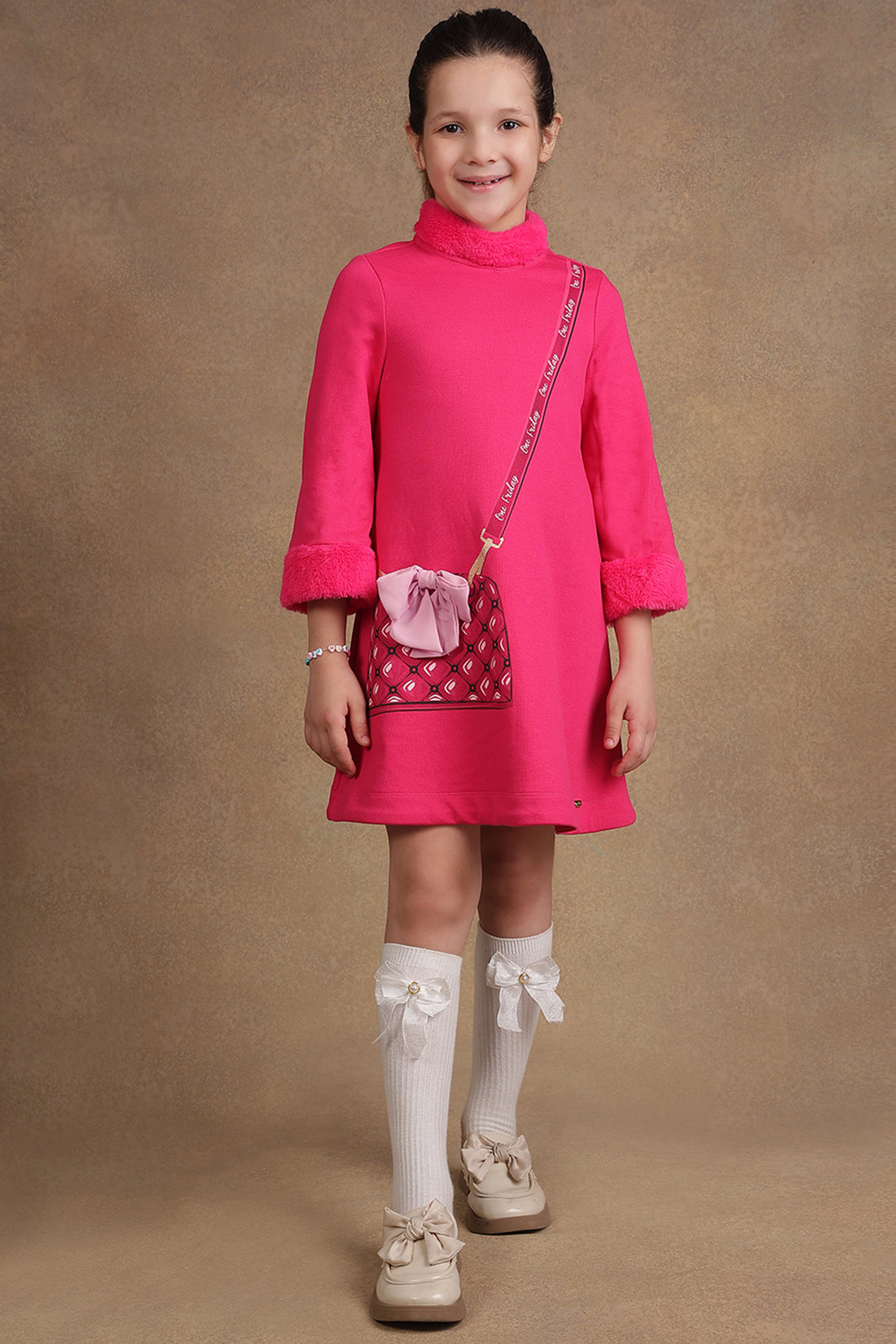 One Friday Kids Girls Pink Solid Dress