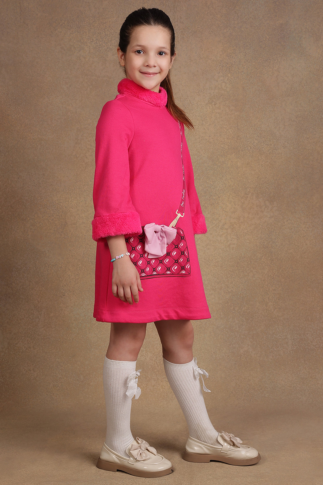 One Friday Kids Girls Pink Solid Dress