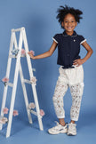 One Friday Kids Girls Off White Cotton Laced Jogger - One Friday World