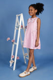 One Friday Kids Girls Pink Cotton Sleeveless Dress With Frills & Bow - One Friday World