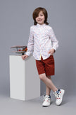 One Friday Kids Boys White Cotton Full Sleeves Shirt - One Friday World