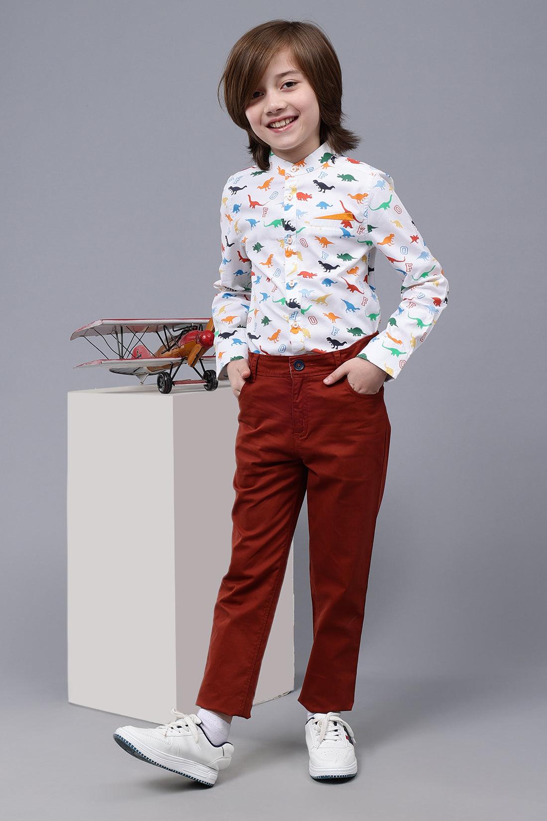 One Friday Kids Boys Brown Cotton Trouser - One Friday World