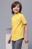 One Friday Kids Boys Yellow Chinese Collar Cotton Shirt - One Friday World