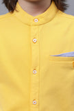 One Friday Kids Boys Yellow Chinese Collar Cotton Shirt - One Friday World