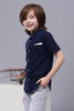 One Friday Kids Boys Navy Blue Cotton Chinese Collar Shirt - One Friday World