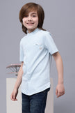 One Friday Kids Boys Blue Cotton Chinese Collar Shirt - One Friday World