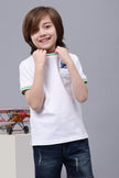 One Friday Kids Boys 100% Cotton White Round Neck Embroidered T-shirt - One Friday World