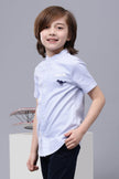 One Friday Kids Boys Blue Cotton Mandarin Collar Shirt - One Friday World