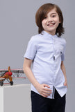 One Friday Kids Boys Blue Cotton Mandarin Collar Shirt - One Friday World