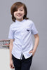 One Friday Kids Boys Blue Cotton Mandarin Collar Shirt - One Friday World