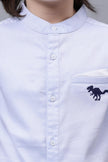 One Friday Kids Boys Blue Cotton Mandarin Collar Shirt - One Friday World